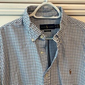 XL Ralph Lauren blue & white plaid button down shirt